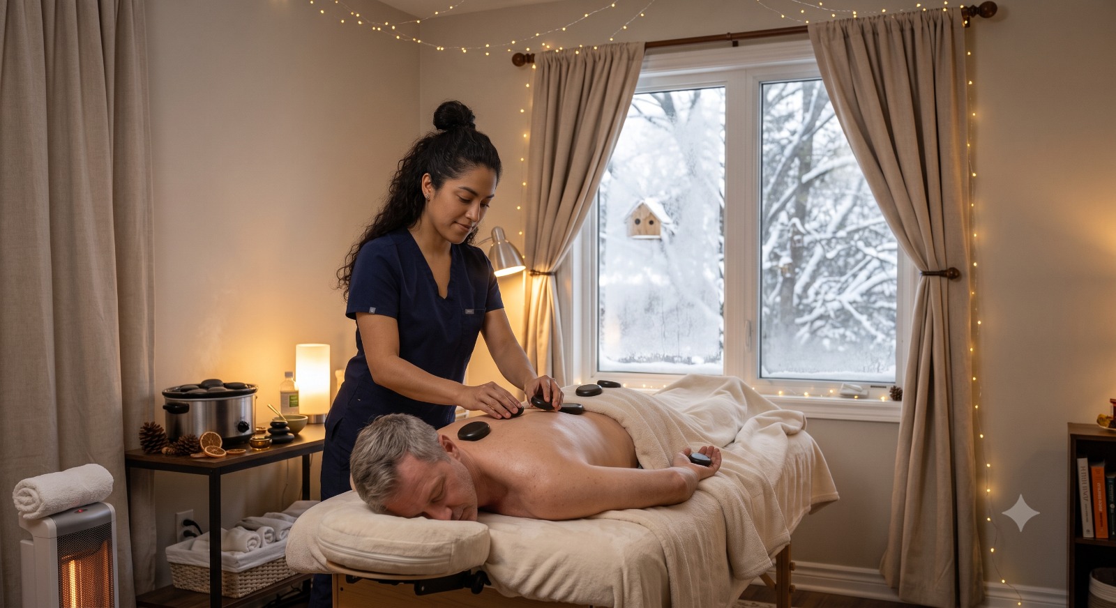 Couple and group winter massage relaxation session in Santiago