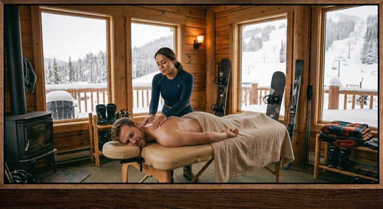 helps massage snowboarder